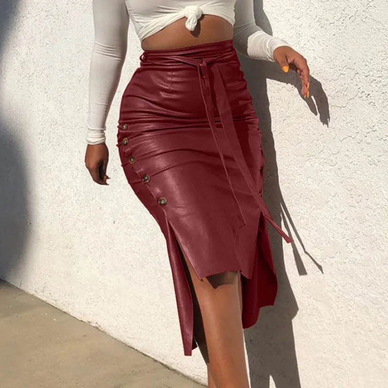 Drawstring High Waist Pleated Asymmetrical Skirt