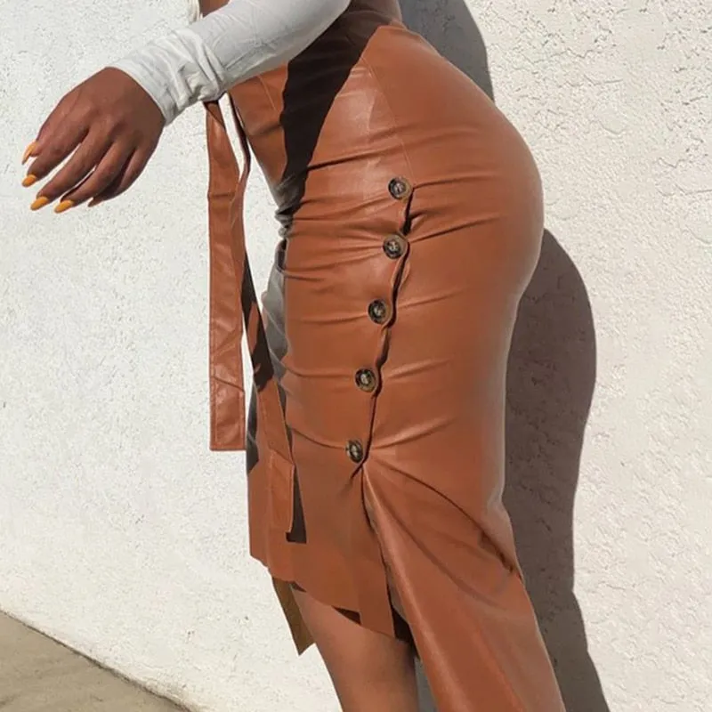 Drawstring High Waist Pleated Asymmetrical Skirt