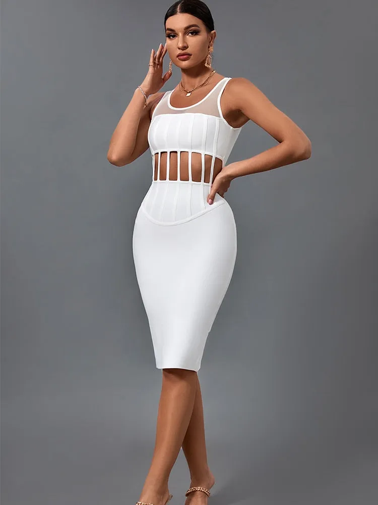 Elegant Sexy Ribbed Bandage Dress