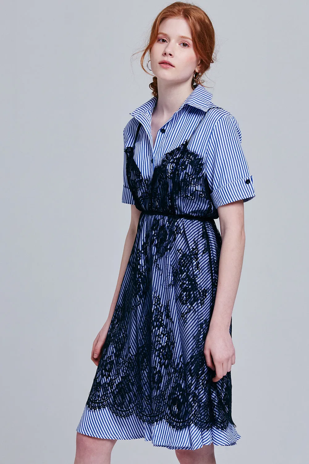 Ellen Half Sleeve Shirt Dress with Slip Set