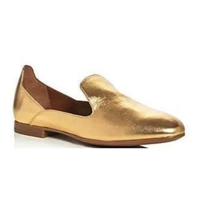 Emmaline Gold Metallic Leather Loafers