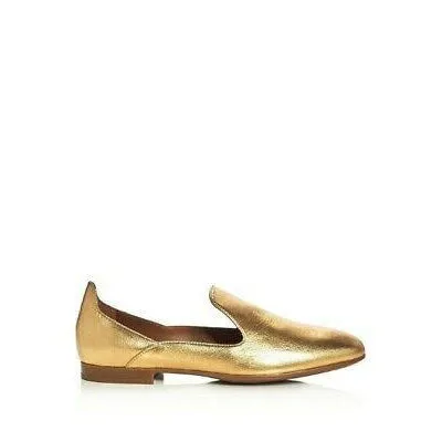 Emmaline Gold Metallic Leather Loafers