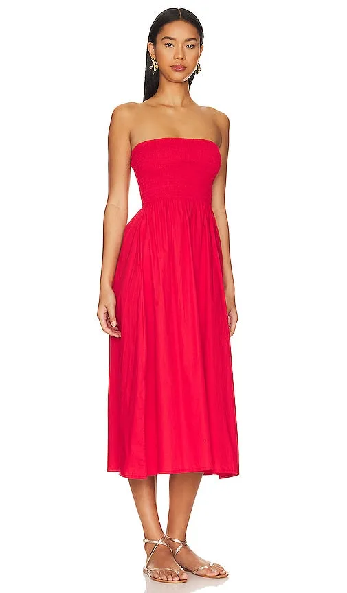 FAITHFULL THE BRAND Madella Midi Dress in Red