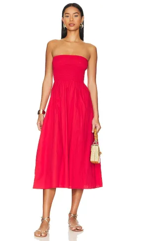 FAITHFULL THE BRAND Madella Midi Dress in Red