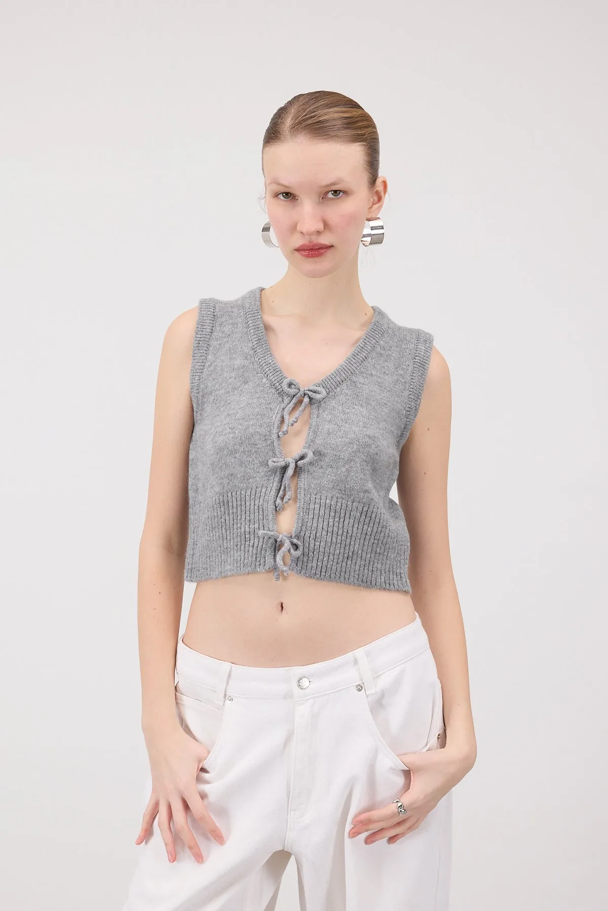 Front Tie Knit Vest
