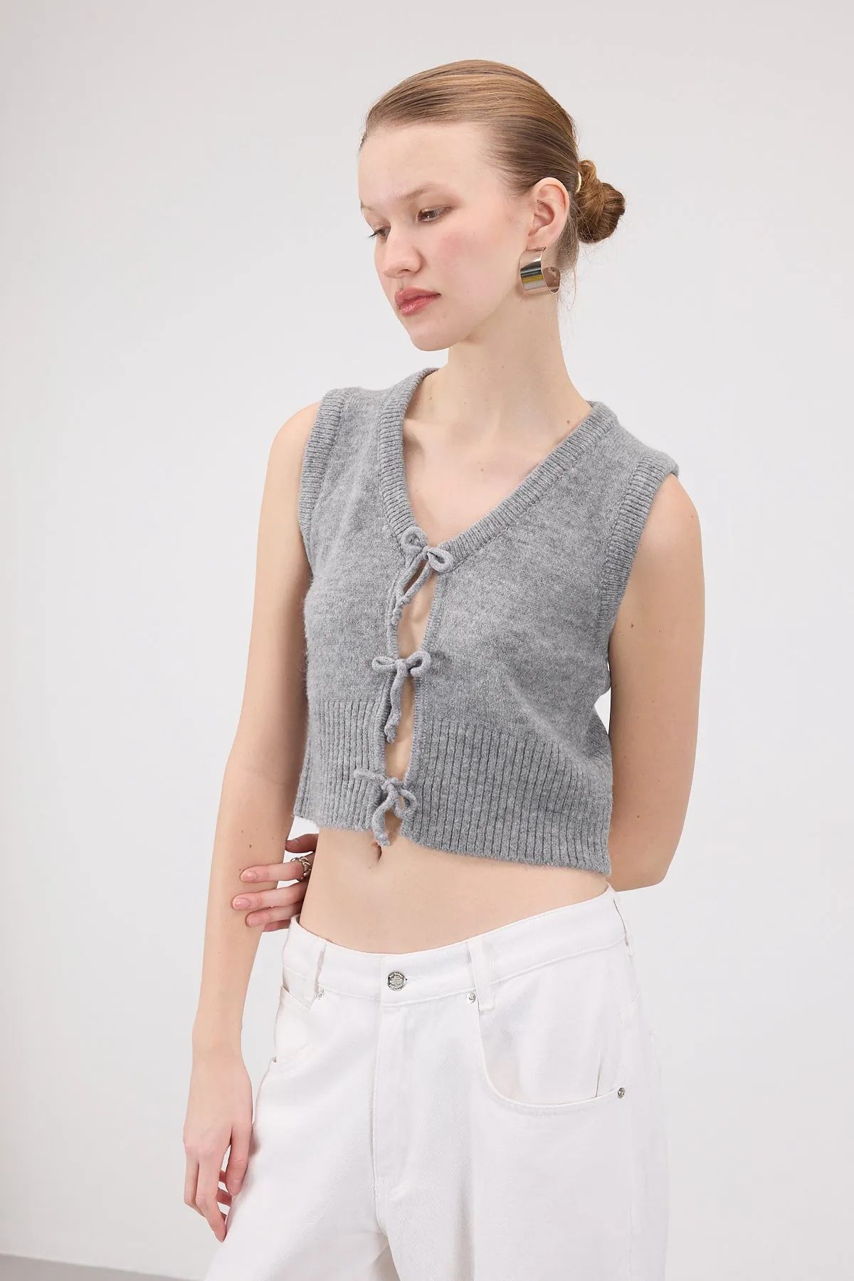 Front Tie Knit Vest
