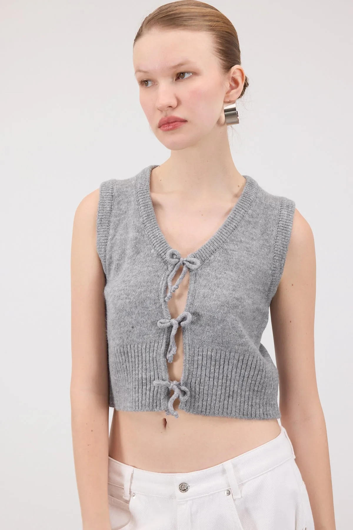 Front Tie Knit Vest