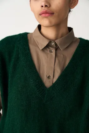 HAND KNITTED SWEATER VEST - EMERALD GREEN