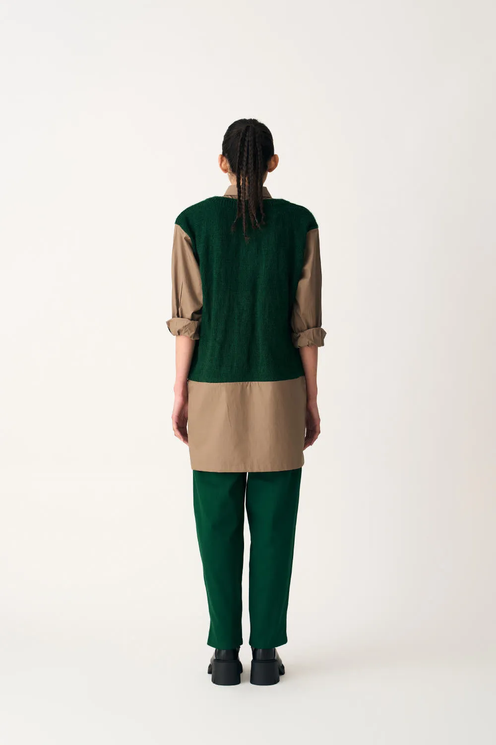 HAND KNITTED SWEATER VEST - EMERALD GREEN