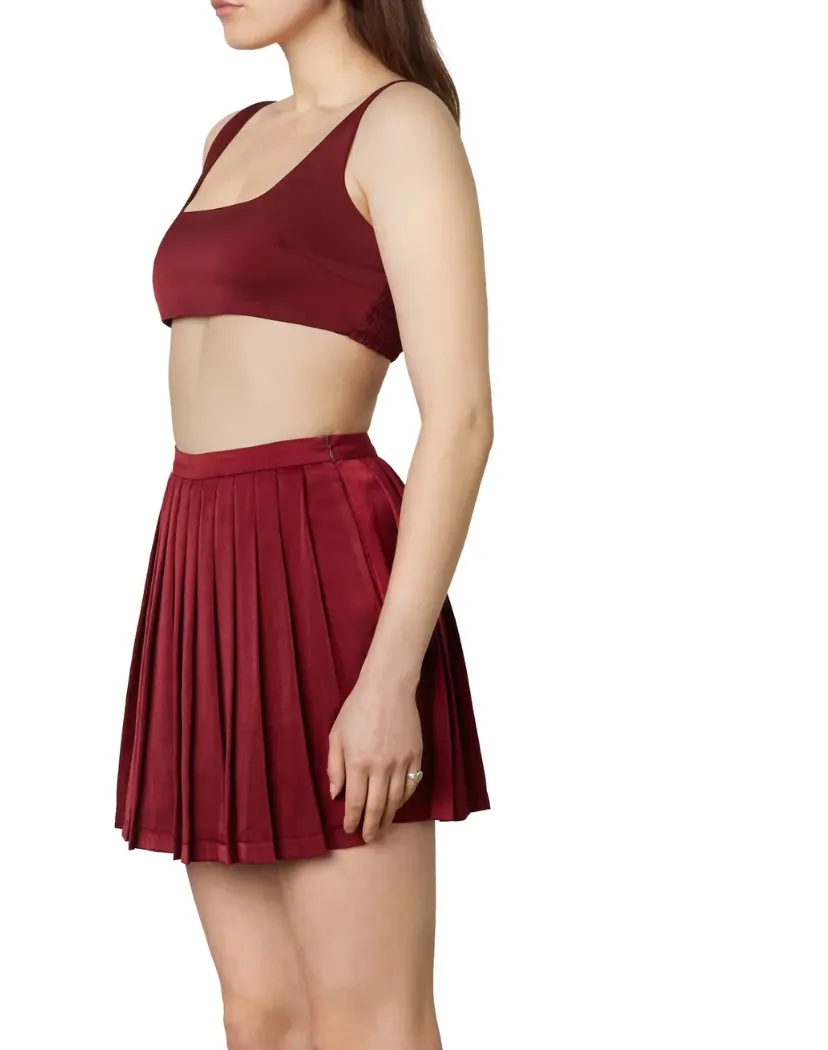 High Waist Satin Pleated Skort
