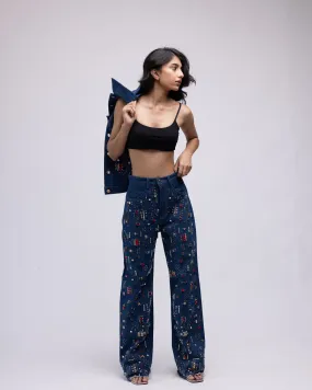 High-waisted multi-embellished denim jeans