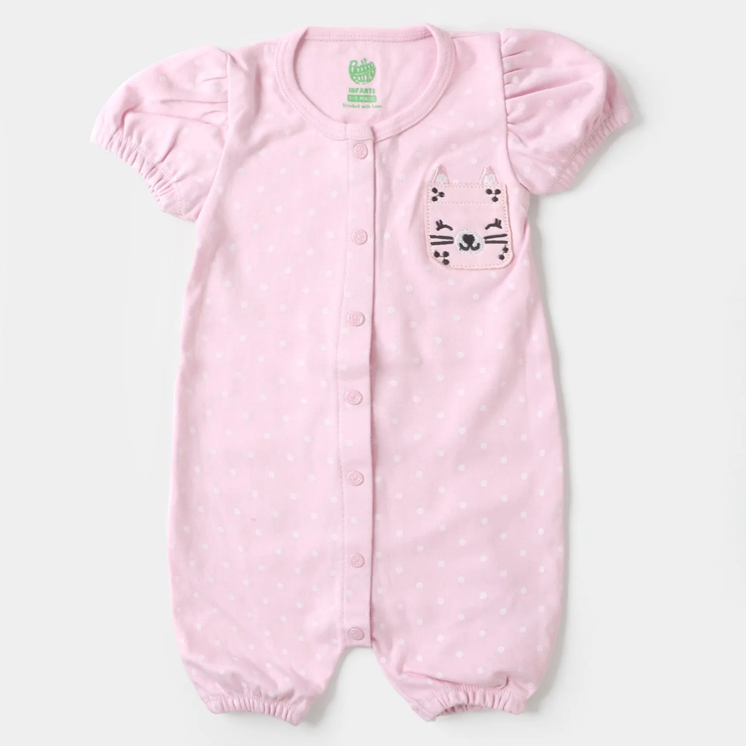 Infant Girls Knitted Romper Cat Pocket - Pink A Boo