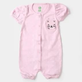Infant Girls Knitted Romper Cat Pocket - Pink A Boo