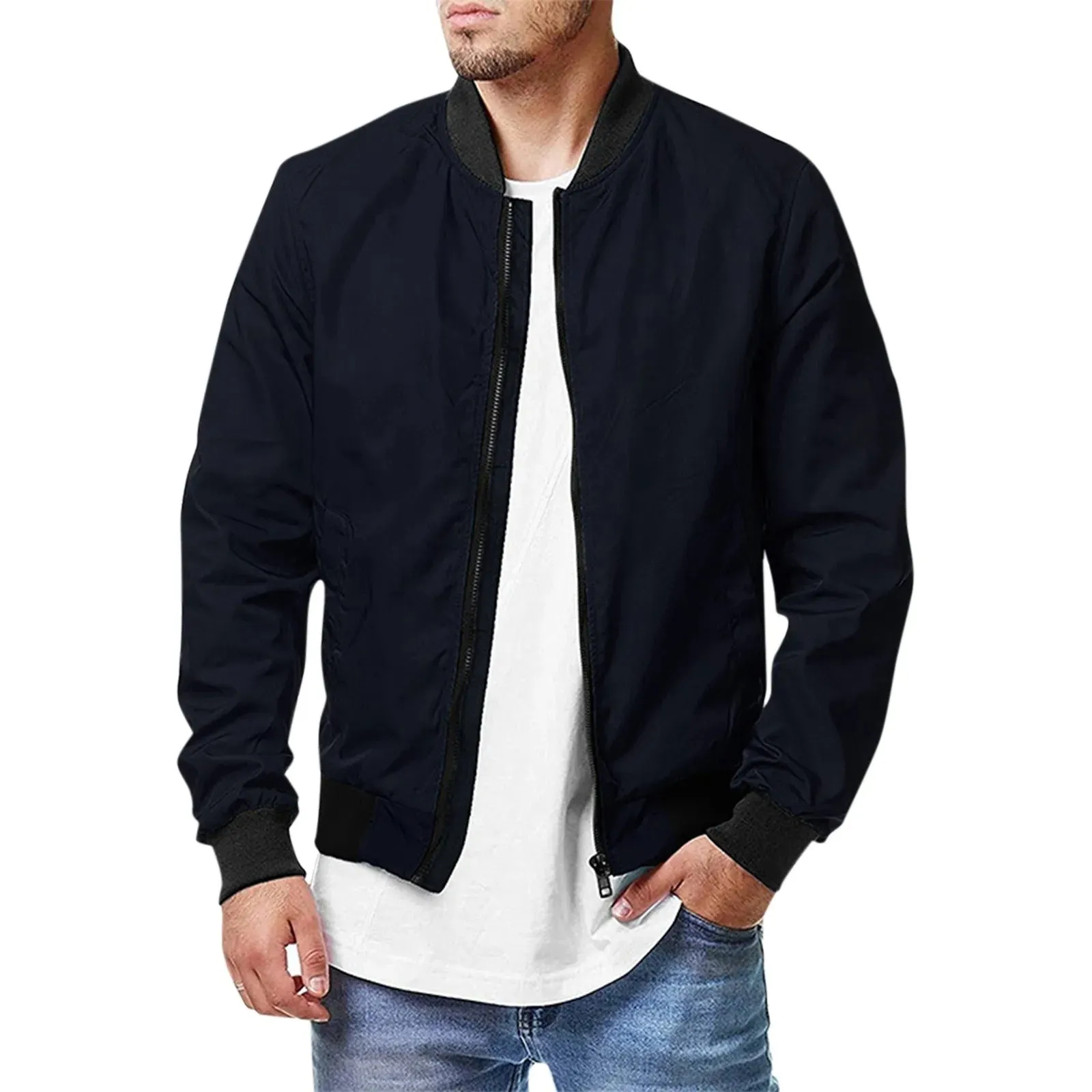 James™  blauw ademend lichtgewicht heren bomberjacket