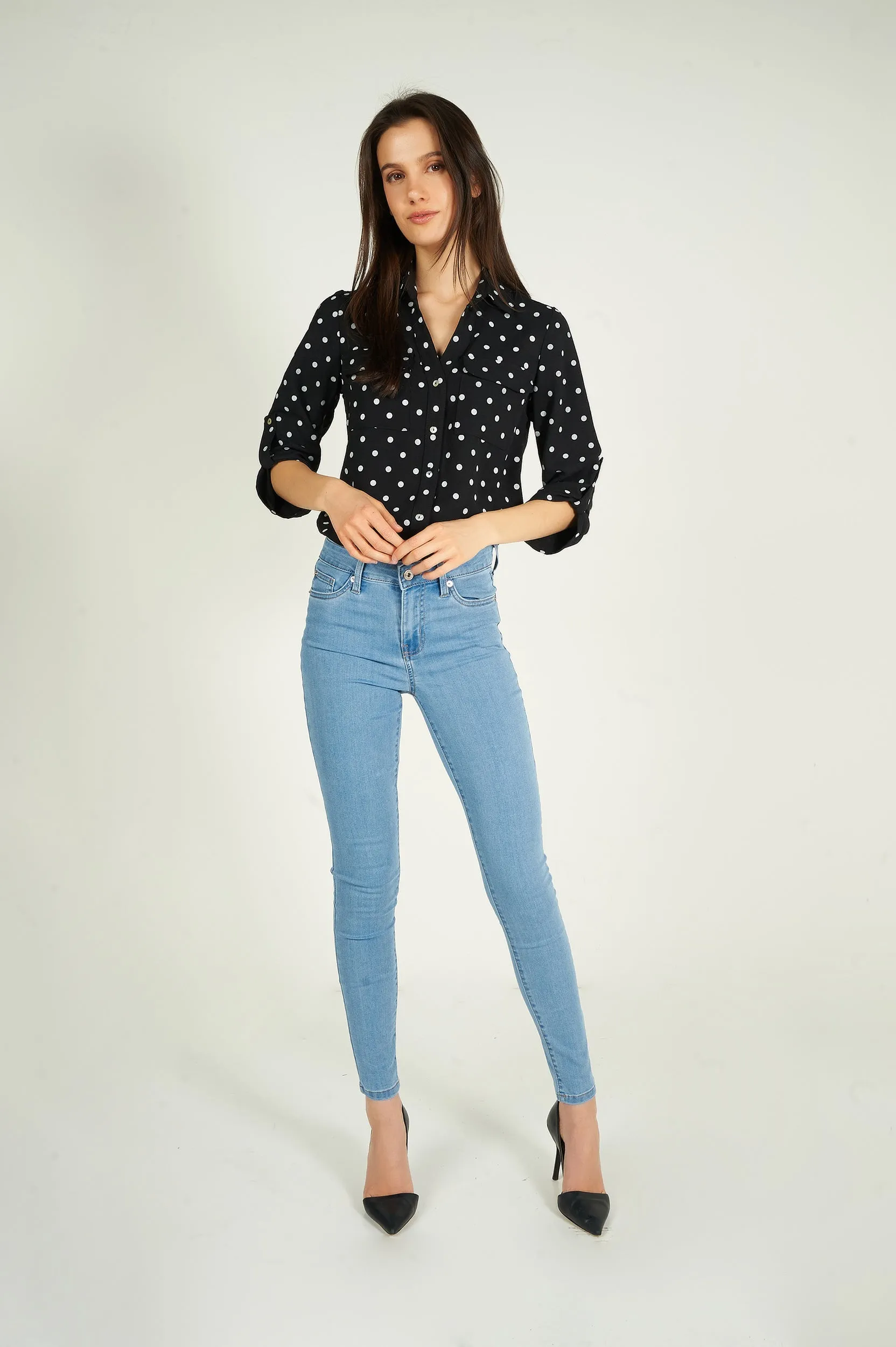 Jean à jambe étroite - CJ21038H18B - (E-C16)
