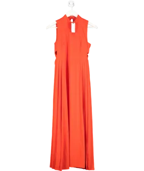 Karen Millen Red Petite Soft Tailored Pleated Panel Midaxi Dress UK 4