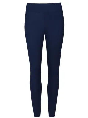 Ladies Navy High Waisted Stretchy Full Length Leggings
