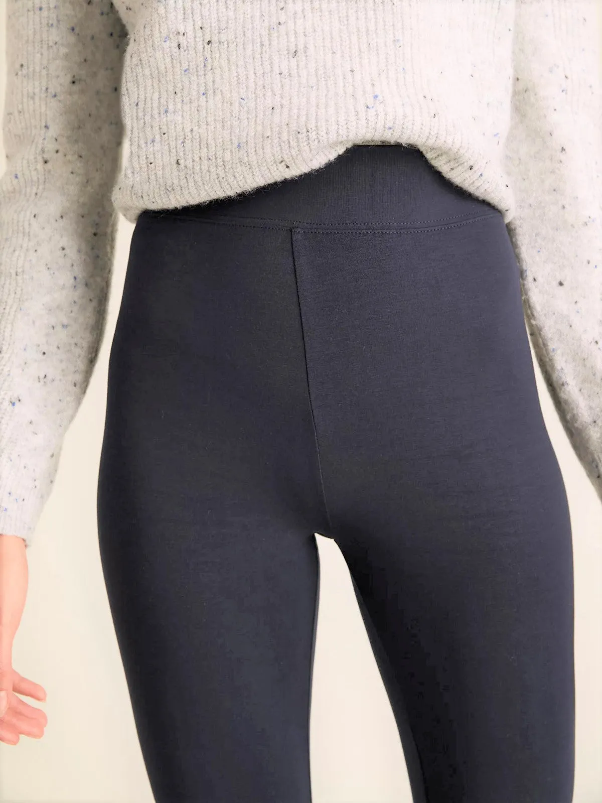 Ladies Navy High Waisted Stretchy Full Length Leggings
