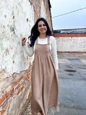 Leah Buttoned And Pleated Wide Leg Jumpsuit