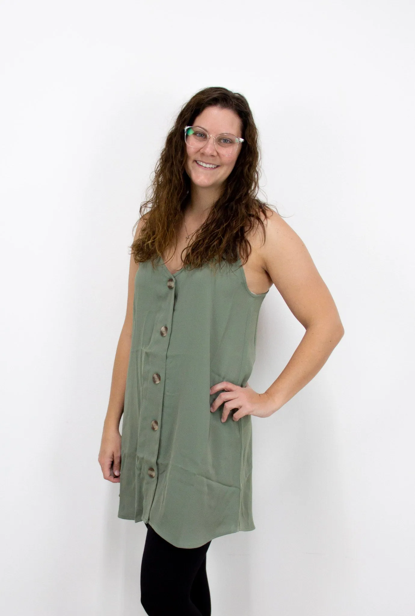 Light Olive Button Up Cami