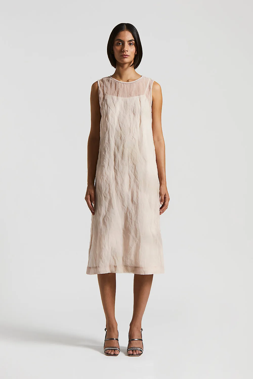 Lightweight crinkled organza midi dress