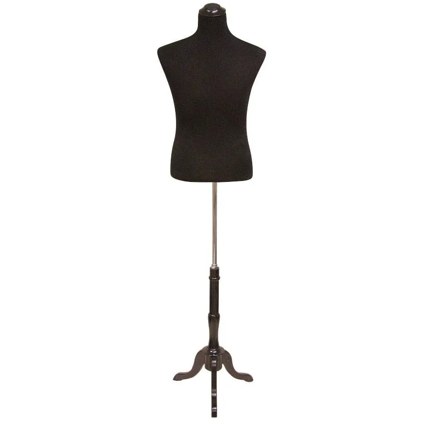 Male Display Dress Form on Black Wood Tripod Base