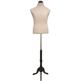 Male Display Dress Form on Black Wood Tripod Base