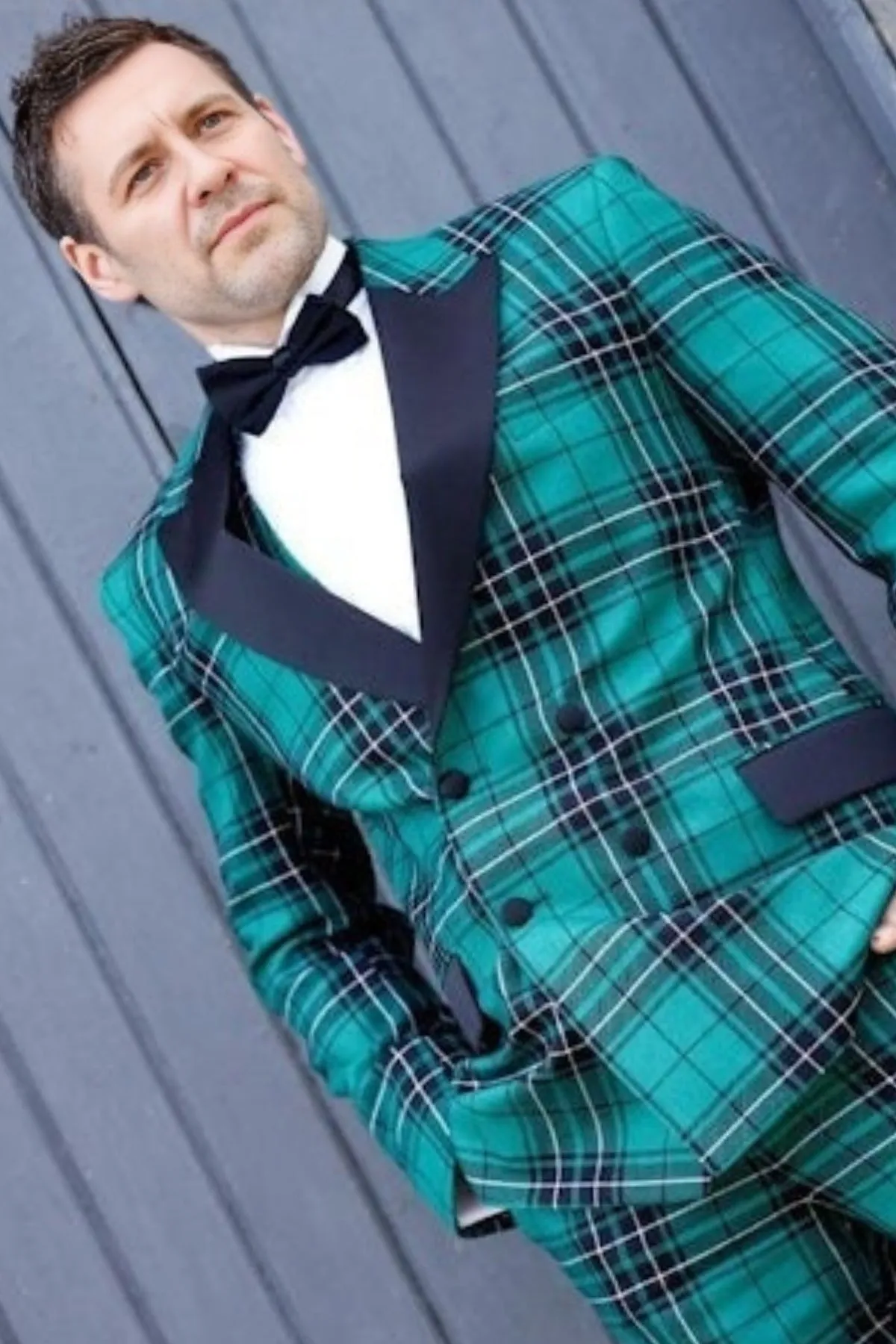 Men's Double Breasted Tartan Dinner Jacket