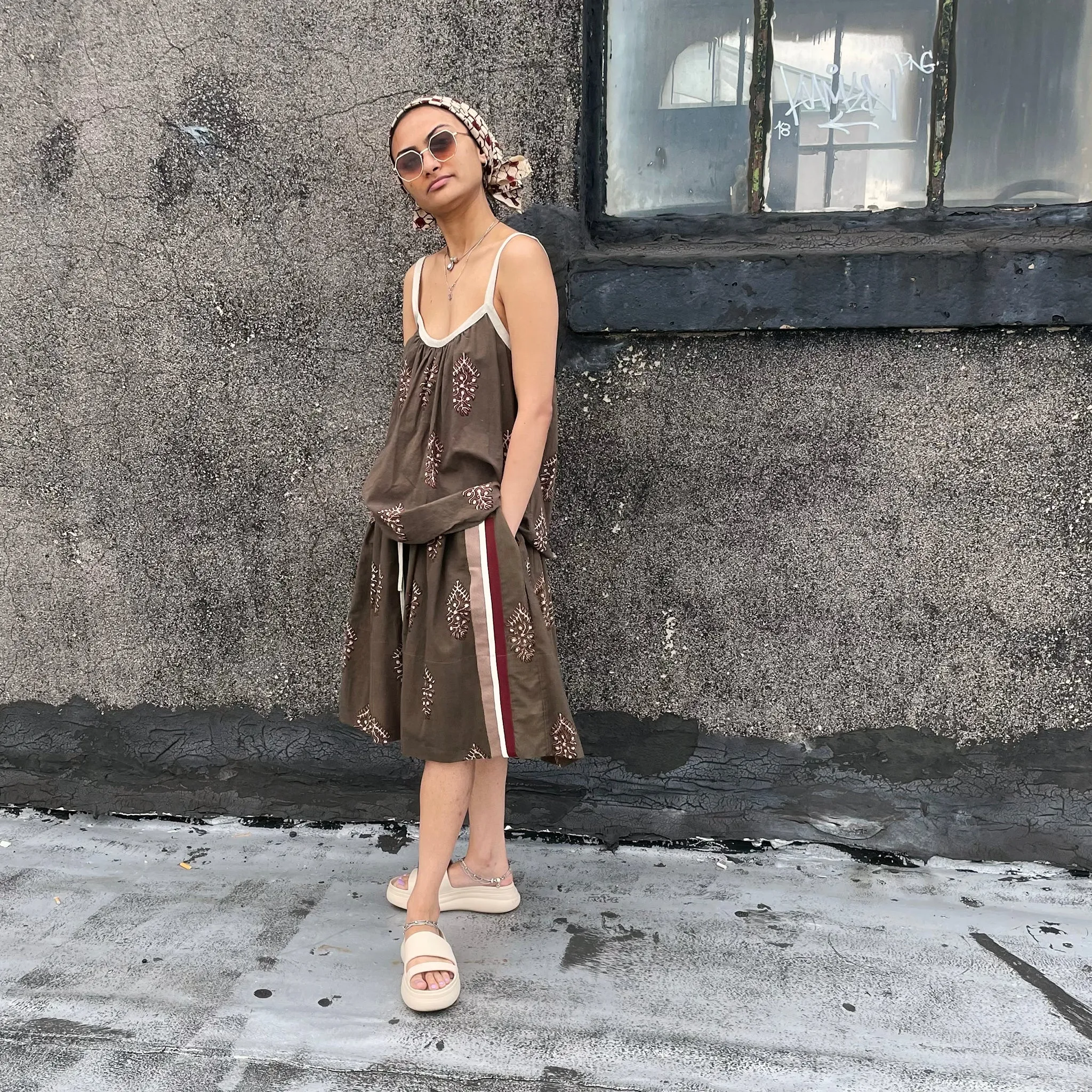Midi Brigade Skirt - Cocao Batik