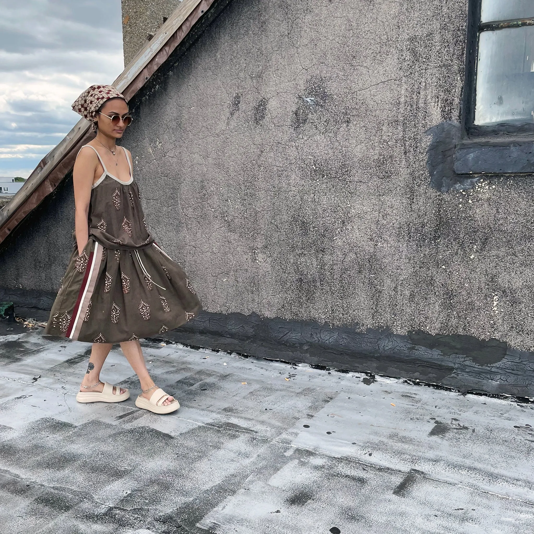 Midi Brigade Skirt - Cocao Batik