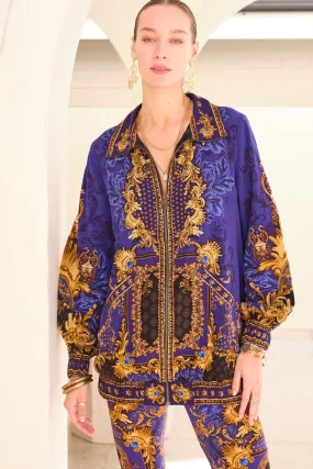 MIDNIGHT BLUE OVERSIZE BOMBER JACKET