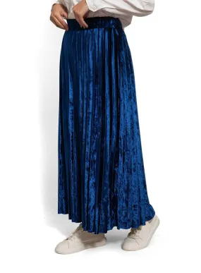 Navy V-Pleated Skirt