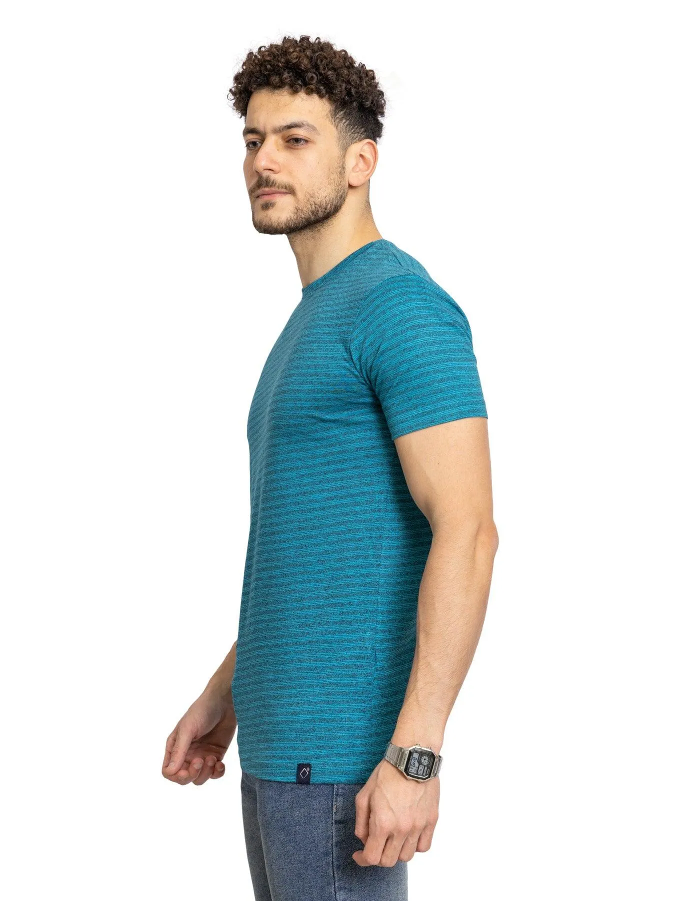 N.Striped Blue Striped Round T-shirt
