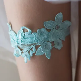 Pale Aqua Wedding Garter Lace All The Way Around - The Tiffany