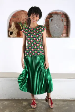 Peace Lily Pleated Skirt Green