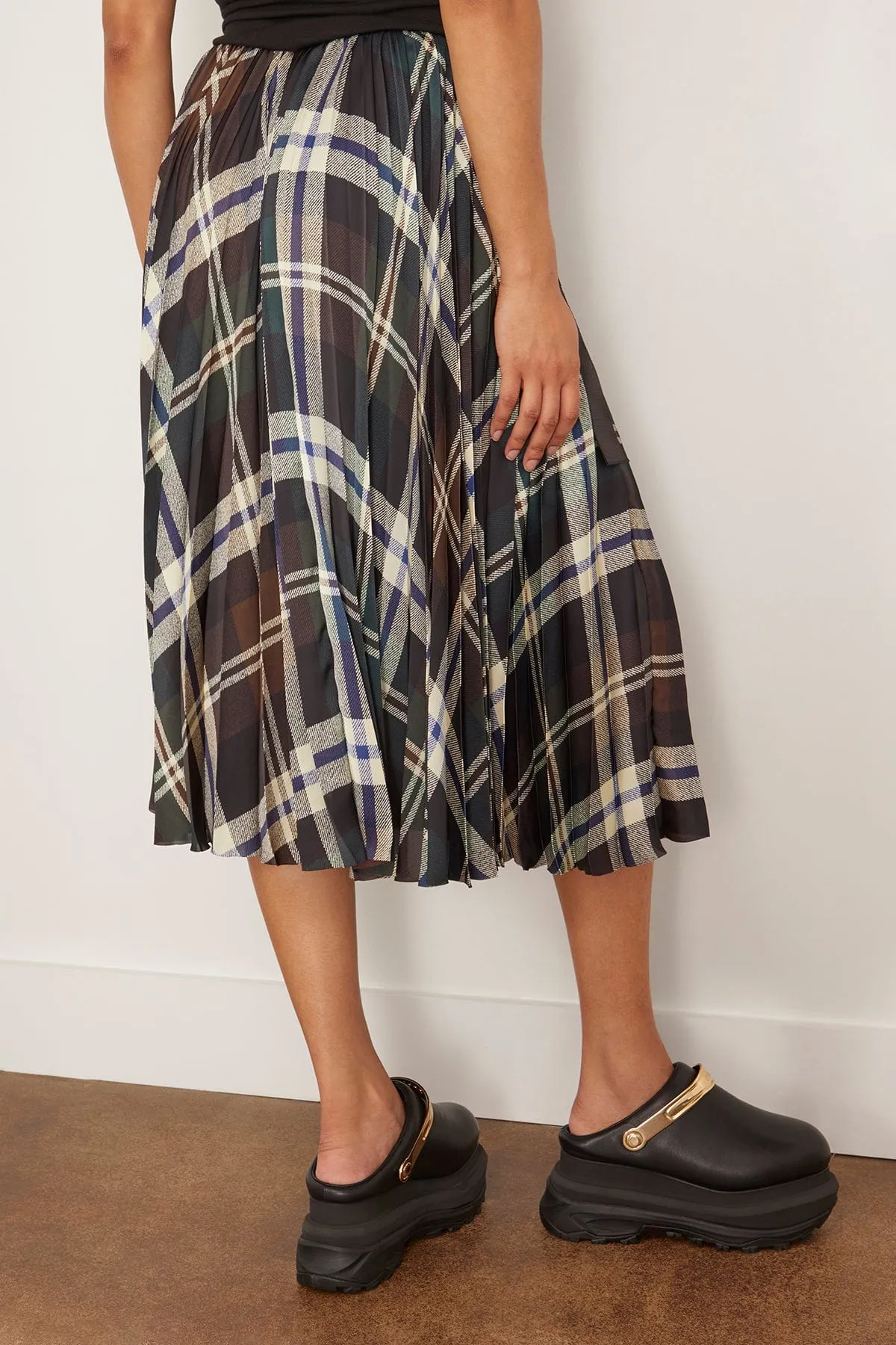 Plaid Print Skirt in Green x Brown