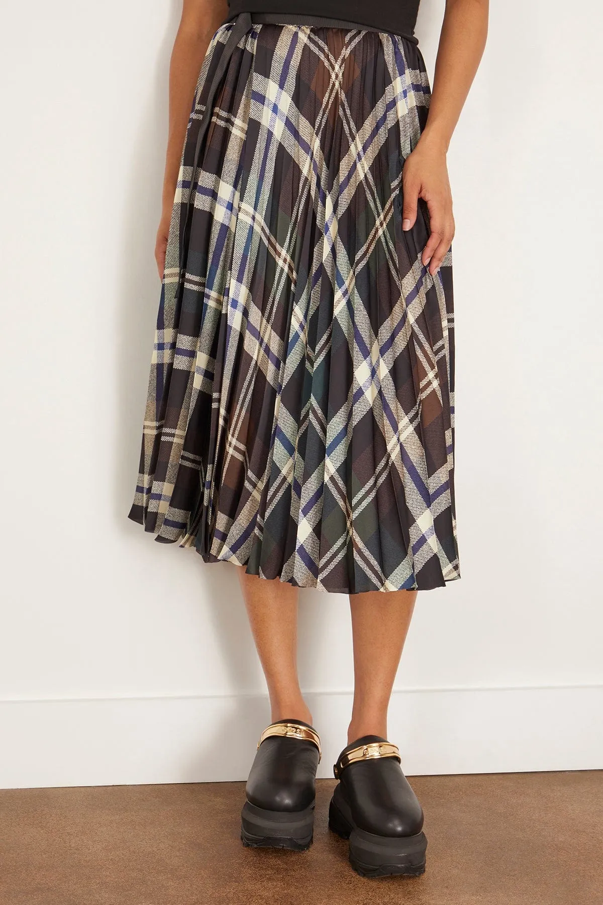 Plaid Print Skirt in Green x Brown