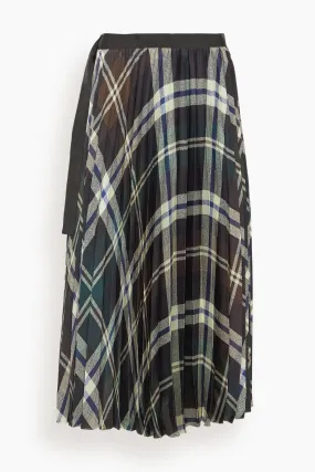 Plaid Print Skirt in Green x Brown