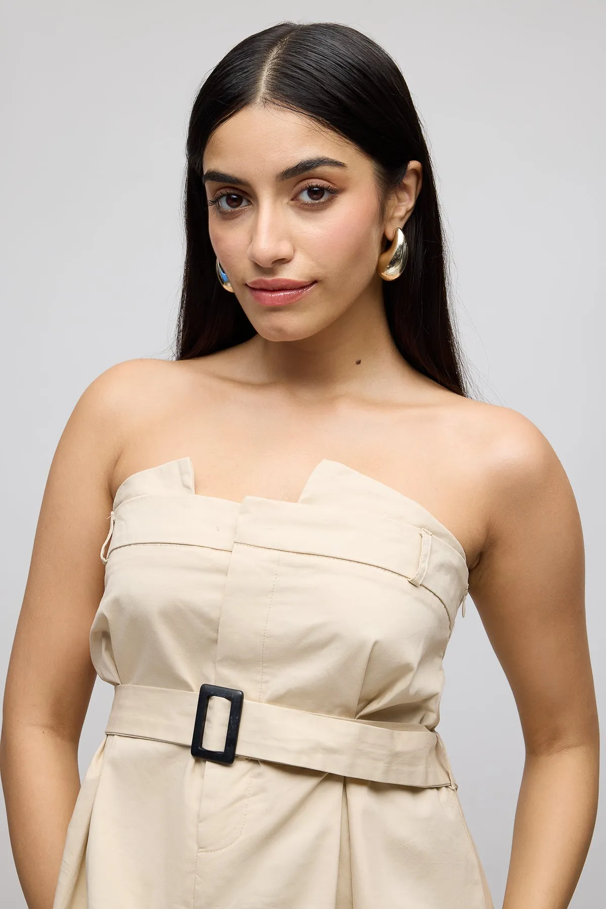Pleated Belted Tube Top