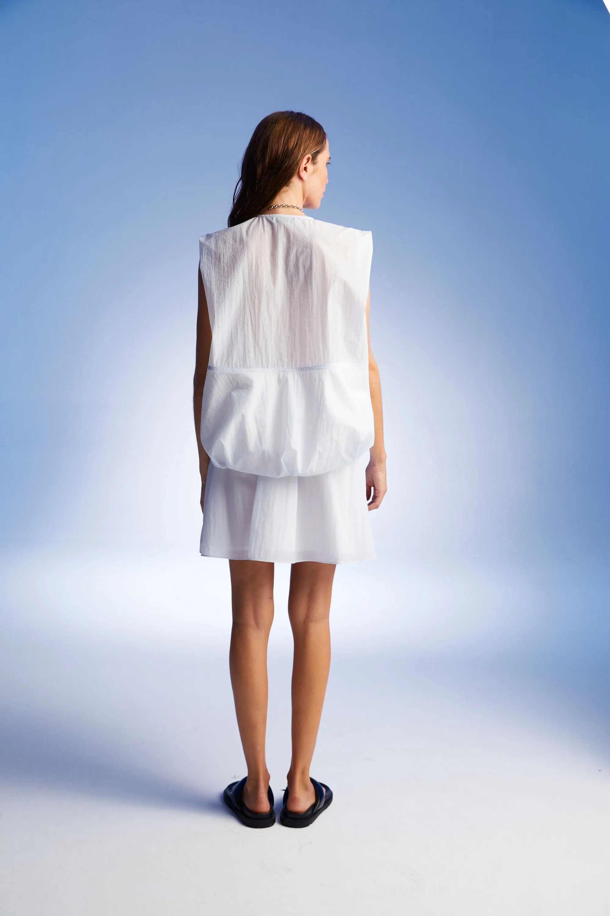 Pleated Mini White Skirt