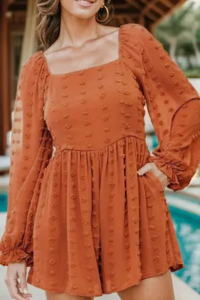 Pumpkin Spice Orange Romper Women's Long Sleeve