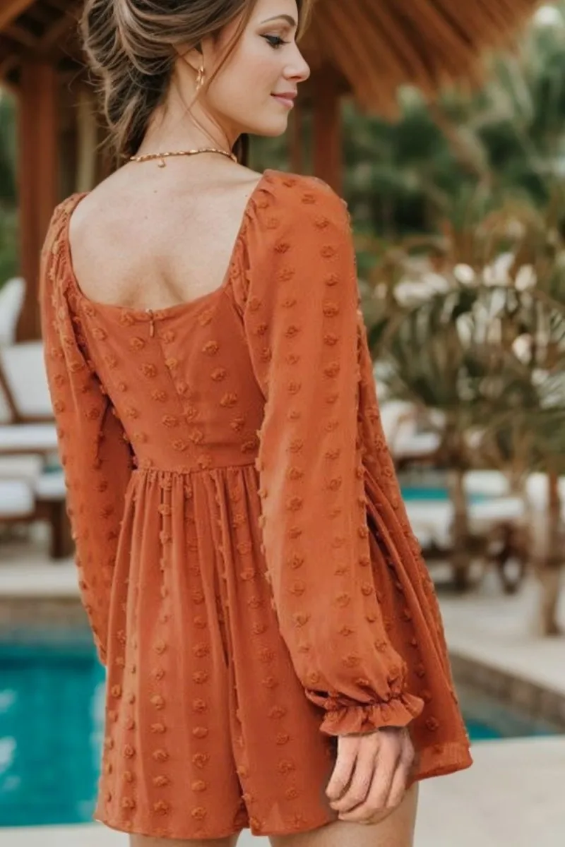 Pumpkin Spice Orange Romper Women's Long Sleeve