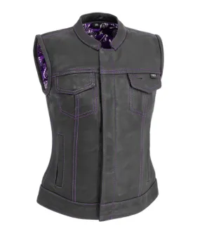 PURPLE FIL021PURPLE | Jessica - Women's Club Style Motorcycle Leather Vest
