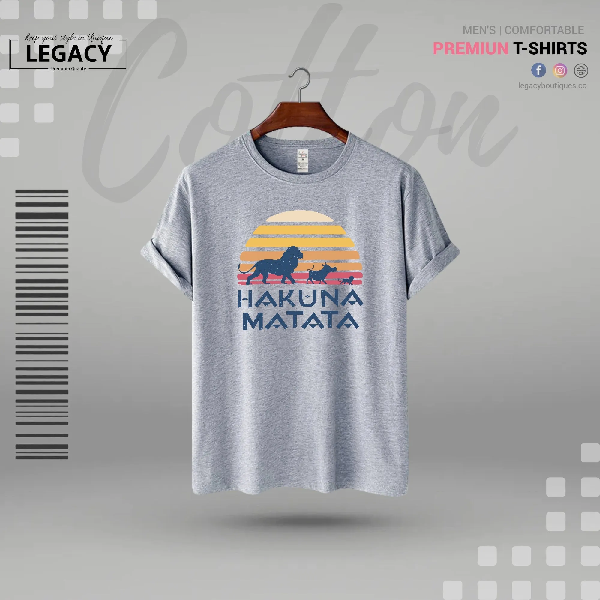 Quooco Half Sleeves lycra stretchable White front Hakuna Matata printed T-Shirt for Men