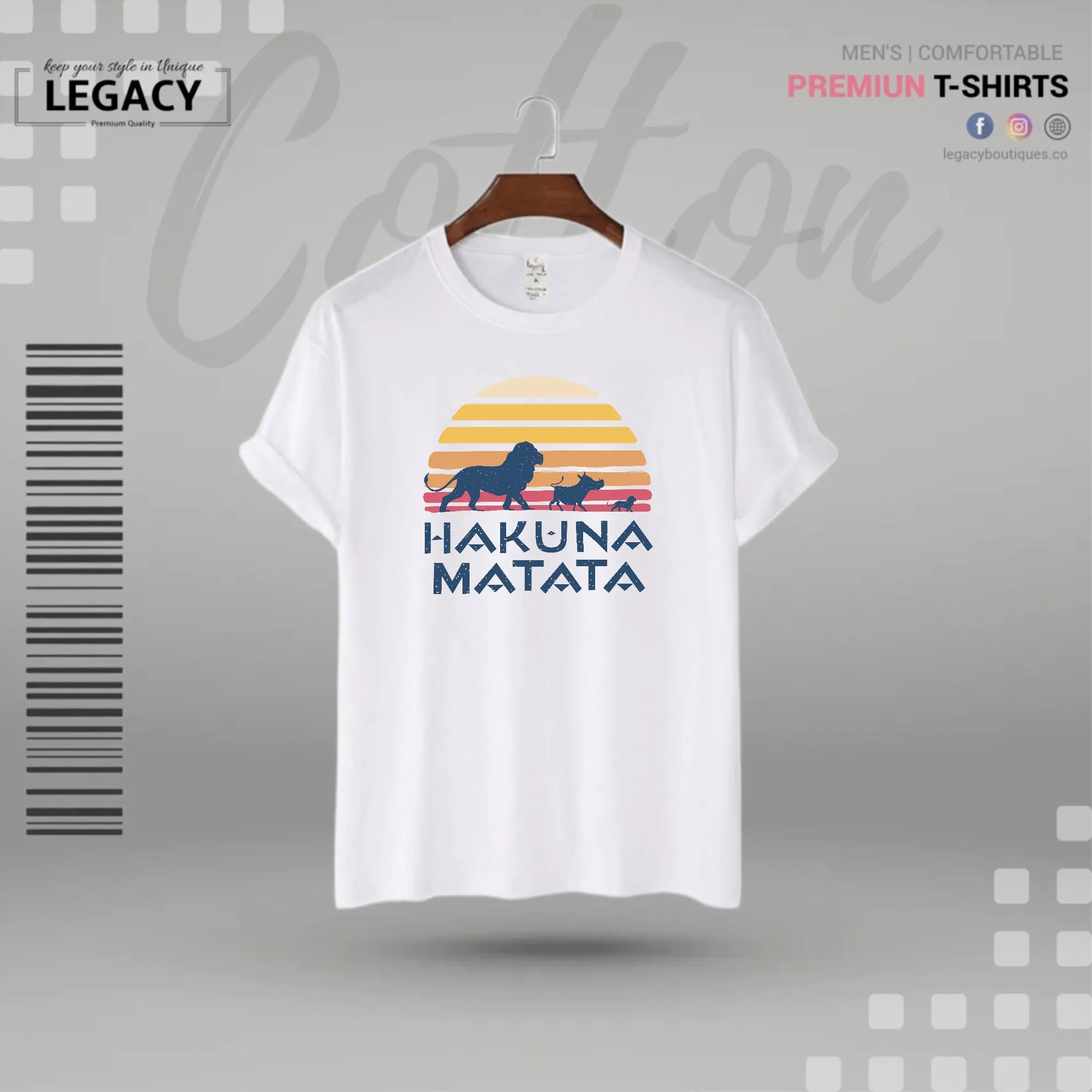 Quooco Half Sleeves lycra stretchable White front Hakuna Matata printed T-Shirt for Men