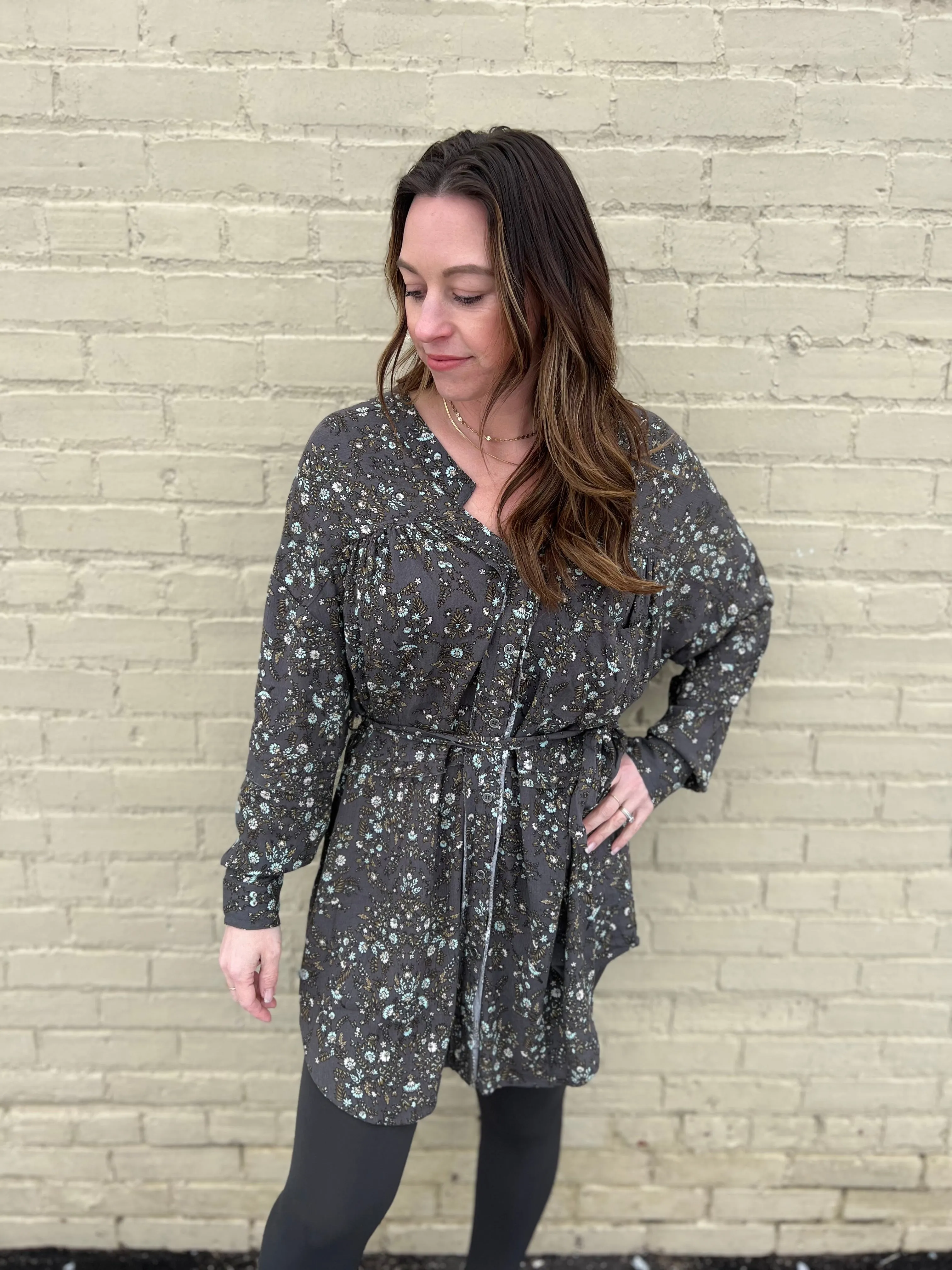 Raw Hem Detail Shirt Dress
