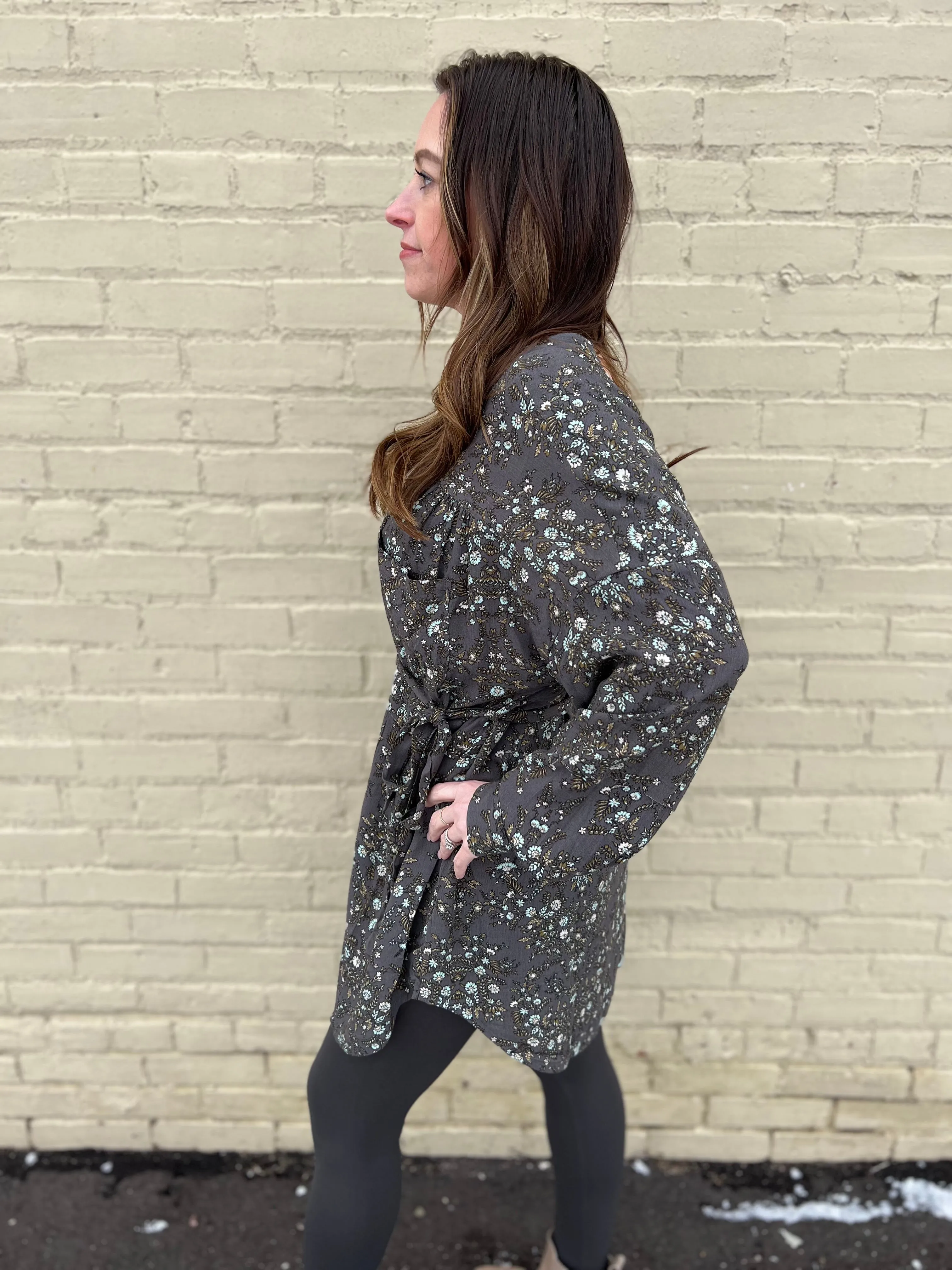 Raw Hem Detail Shirt Dress