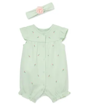 Rosebud Knit Romper & Headband