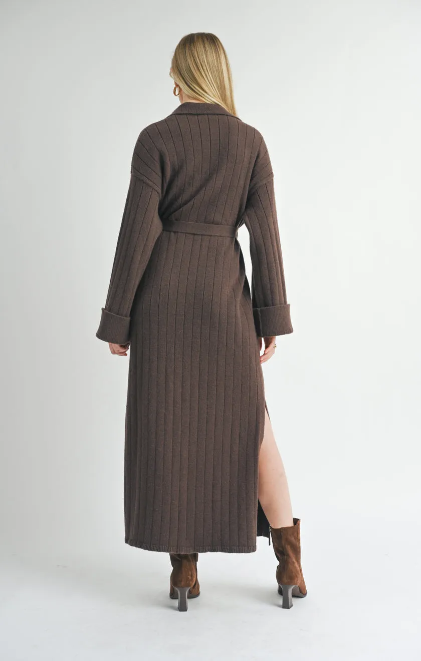SAGE THE LABEL Amber Waist Tied Sweater Midi Dress