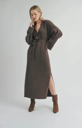 SAGE THE LABEL Amber Waist Tied Sweater Midi Dress